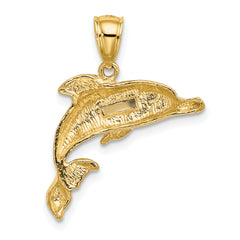 10K 2-D Polished and Engraved Dolphin Charm