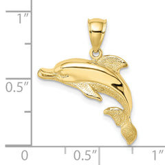 10K 2-D Polished and Engraved Dolphin Charm