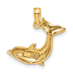 10K Textured Dolphin Jumping Charm