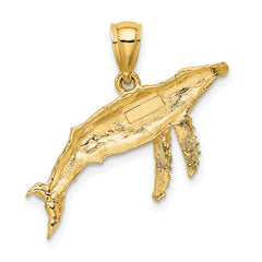 10K 2-D Textured Whale Charm