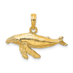 10K 2-D Whale Charm