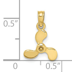 10K 3-D Polished Mini Three Blade Propeller Charm