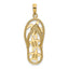 Cut-Out Triple Turtle Flip-Flop Charm in 10K Yellow Gold, 33mm - Sophia Jewelers