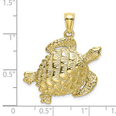10K Textured Sea Turtle Charm