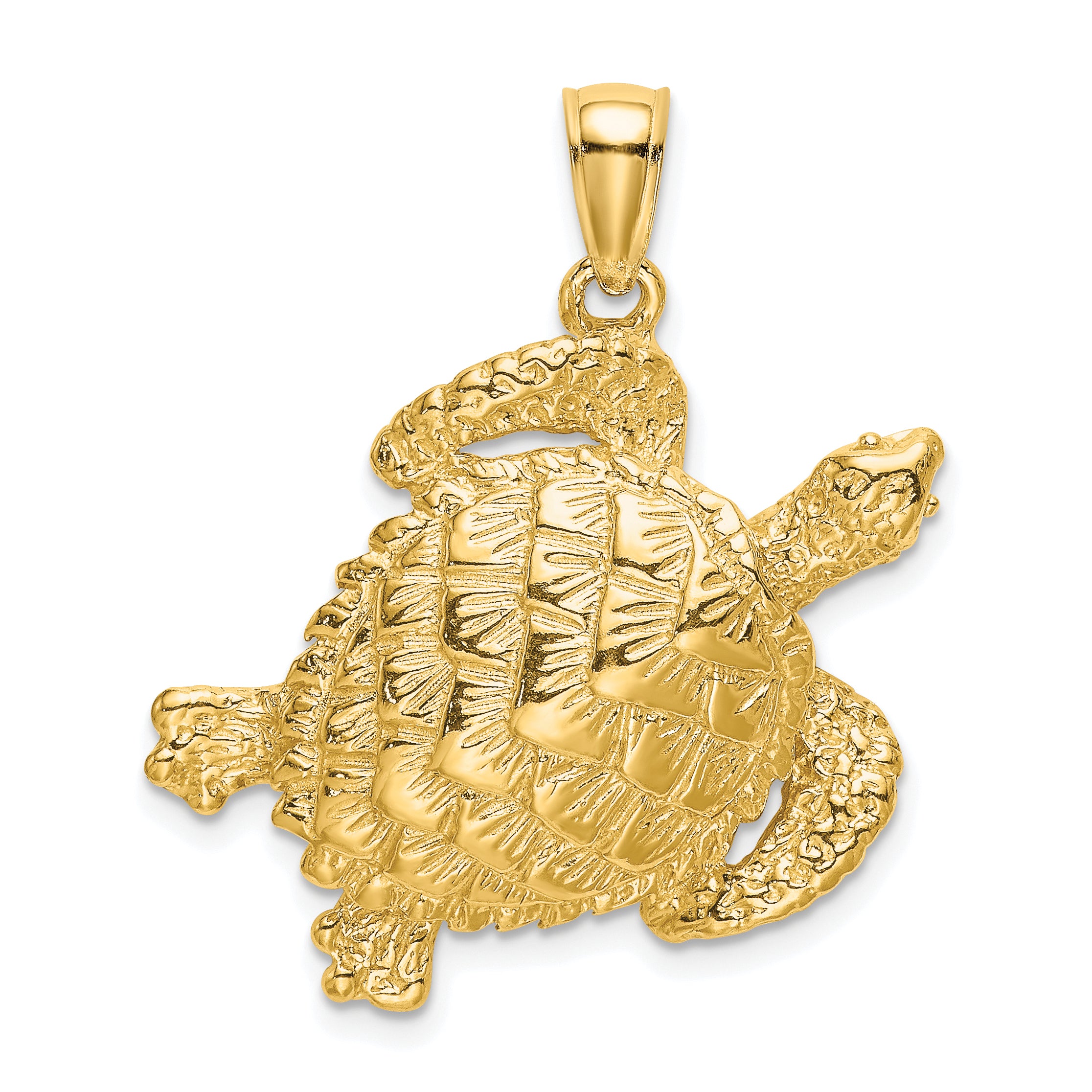 10K Textured Sea Turtle Charm