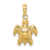 10K 2-D Textured Sea Turtle Charm