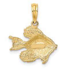 10K Polished  Engraved Fish Charm