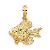 10K Polished Engraved Fish Charm