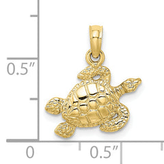 10K Textured Sea Turtle Charm