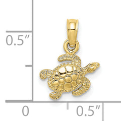 10K Textured Sea Turtle Charm