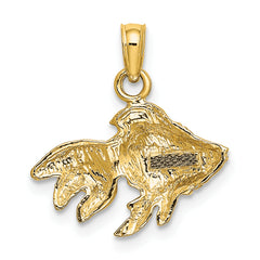10K 2-D  Textured Gold Fish Charm