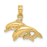 10K Polished Double Dolphins Jumping Charm