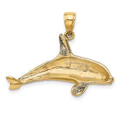 10K 2-D Textured Orca Whale Charm