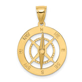 10K Nautical Compass W/Moveable Needle Charm