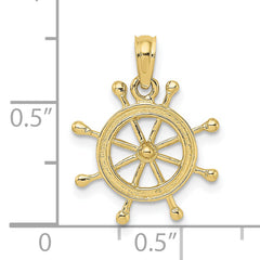 10K 2-D Ship Wheel Charm