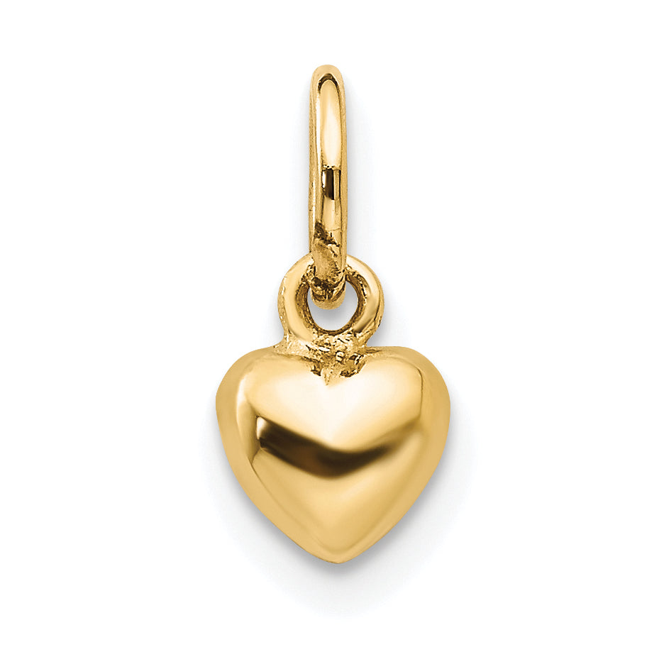 10K Polished 3-D Heart Charm