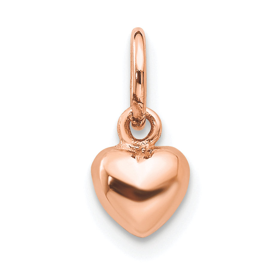 10K Rose Gold Polished 3-D Heart Charm