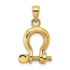 10K 3-D Medium Shackle Link Screw Charm