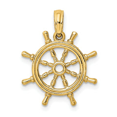 10K 3-D Ships Wheel Charm