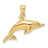 10K 2-D and Polished Swimming Dolphin Charm