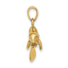 10k 3-D Polished Swimming Manatee Charm