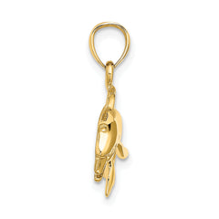 10K Textured Polished Dolphin Jumping Charm