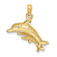 10K Dolphin w/ 2 Baby Dolphins Charm