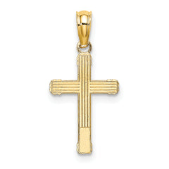 10K Textured w/ Center Heart Small Cross Charm