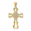 Cut-Out Cross Charm in 10K Yellow Gold with Teardrop Sides, 29mm - Sophia Jewelers