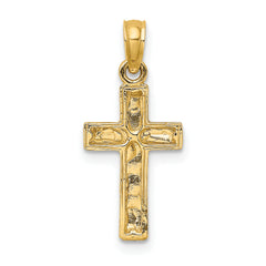 10K 2-D Polished Textured Cross Charm
