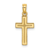 10K 2-D Polished Textured Cross Charm