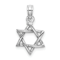 10K White Gold 3-D Polished Star Of David Charm