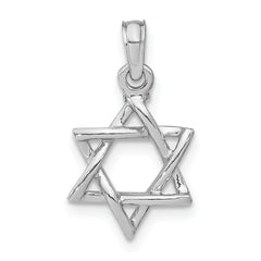10K White Gold 3-D Polished Star Of David Charm