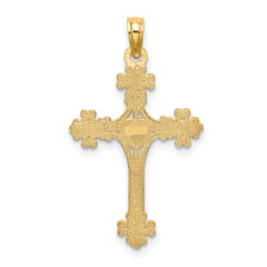 10K Beaded Tip Cross w/ Heart Center Charm