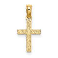 10K Polished and Engraved Mini Cross W/ Flower Charm