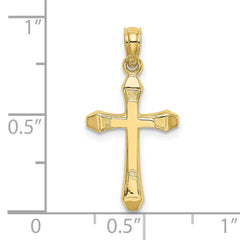 10K Polished Beveled Tips Cross Charm