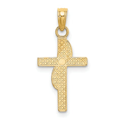 10K Polished W/ Banner Cross Charm