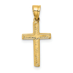 10K Polished and Engraved Cross W/ Heart Center Charm