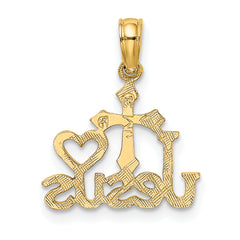 10K JESUS W/ Cross and Heart Charm