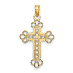10K Textured and Cut-Out W/ Rope Frame Block Cross Charm