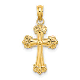 10K Cross W/ Scroll Tips and Button Center Charm