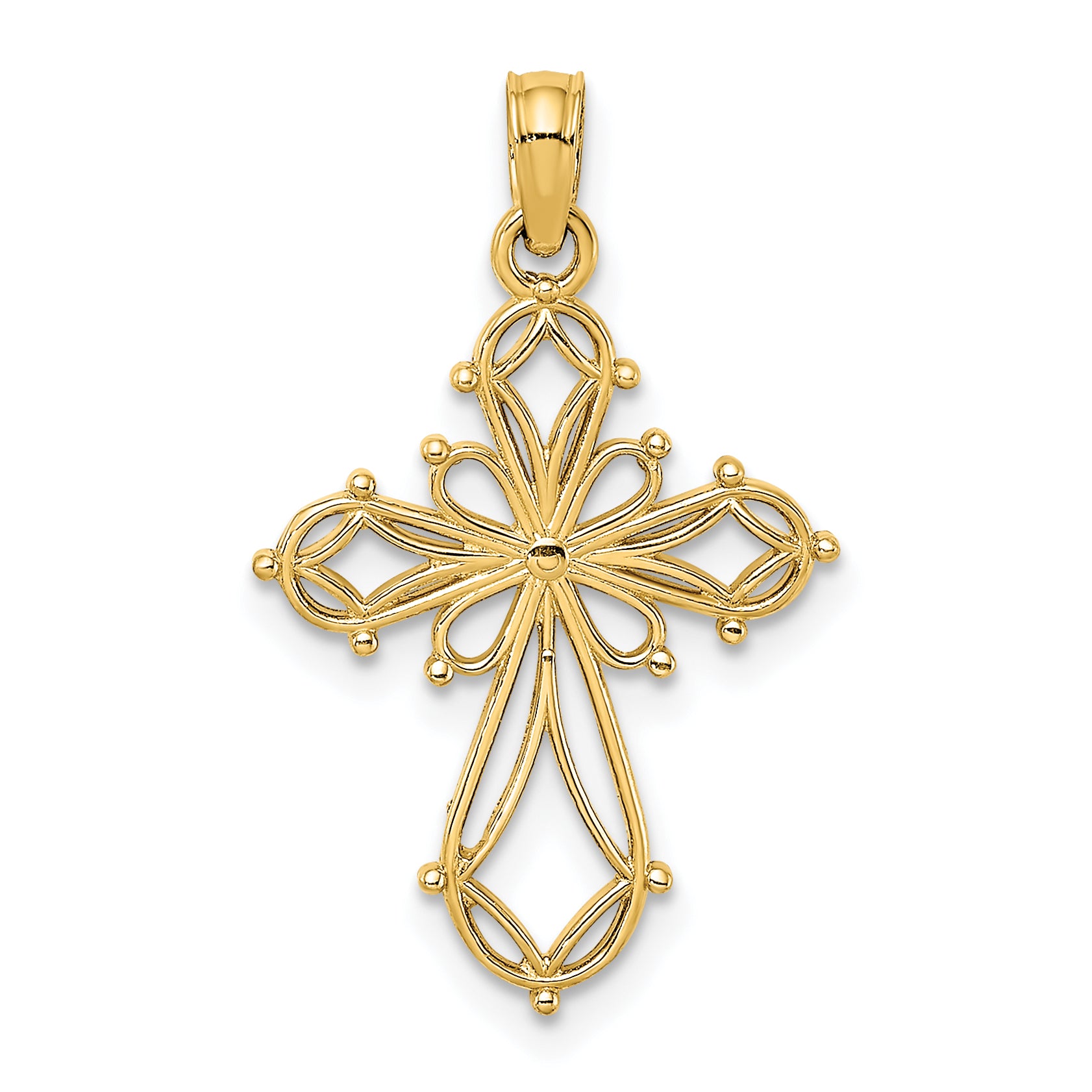 10K Cut-Out Fancy Cross Charm
