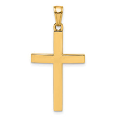 10K Polished Beveled Cross Charm