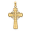 Beaded Edge Grid Accent Cross Charm in 10K Yellow Gold, 29mm - Sophia Jewelers