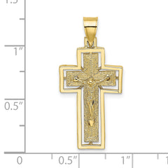 10K Textured Crucifix w/ Frame Charm
