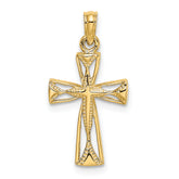 10K Cut-Out Cross w/ Triangle Ends Charm