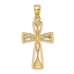 10K Polished Cut-Out Design Cross Charm