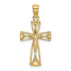 10K Polished Cut-Out Design Cross Charm