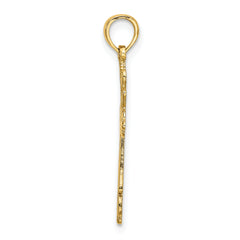 10K Cross Cut-Out w/ Heart Ends Charm