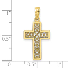 10K Textured Lace Center Cross Charm